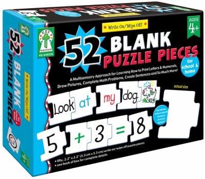 Tapa de Writeonwipeoff 52 Blank Puzzle Pieces