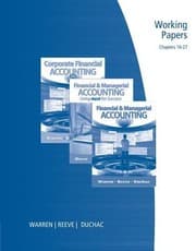 Tapa de Working Papers Chapters 1627 for WarrenReeveDuchacs Financial  Managerial Accounting 11th