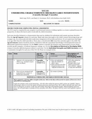 Tapa de Underlying Characteristics ChecklistEarly Intervention UccEi