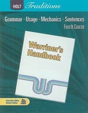 Tapa de Warriners Handbook Fourth Course Grammar Usage Mechanics Sentences