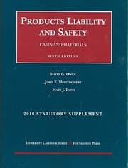 Tapa de Products Liability And Safety Cases And Materials 2010 Case And Statutory Supplement