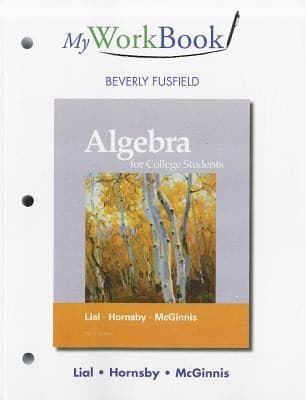 Tapa de Algebra For College Students Myworkbook