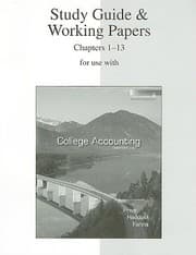 Tapa de Study Guide  Working Papers for Use with College Accounting Chapters 113