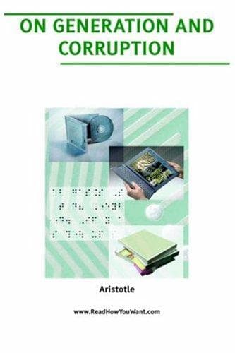 Tapa de On Generation and Corruption (Large Print)