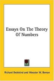 Tapa de Essays On The Theory Of Numbers