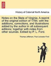 Tapa de Notes On The State Of Virginia A Reprint Of The Original Edition Of 1784