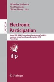 Tapa de Electronic Participation Second Ifip Wg 85 International Conference Epart 2010 Lausanne Switzerland August 29 September 2 2010 Proceedings