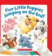 Tapa de Five Little Puppies Jumping On The Bed