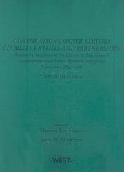 Tapa de Corporations Other Limited Liability Entities And Partnerships 20092010 Statutory Supplement To Corporations And Other Business Enterprises 20092010 Edition