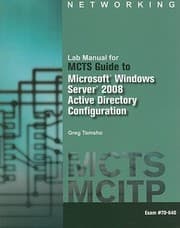 Tapa de Lab Manual for MCTS Guide to Microsoft Windows Server 2008 Active Directory Configuration