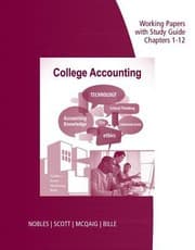 Tapa de Working Papers Study Guide Chapters 112 For Nobles Scott Mcquaig Billes College Accounting