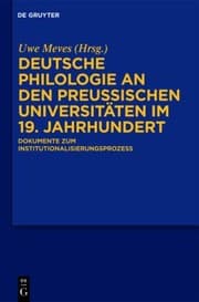 Tapa de Deutsche Philologie An Den Preussischen Universitten Im 19 Jahrhundert Dokumente Zum Institutionalisierungsprozess