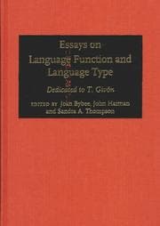 Tapa de Essays on language function and language type