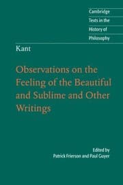 Tapa de Observations on the Feeling of the Beautiful and Sublime and Other Writings
Cambridge Texts in the History of Philosophy
