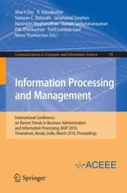 Tapa de Information Processing And Management International Conference On Recent Trends In Business Administration And Information Processing Baip 2010 Trivandrum Kerala India March 2627 2010 Proceedings