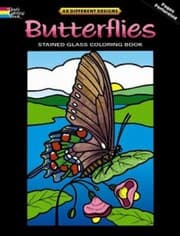 Tapa de Butterflies Stained Glass Coloring Book
            
                Dover Nature Stained Glass Coloring Book