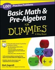 Tapa de 1001 Basic Math PreAlgebra Practice Problems For Dummies