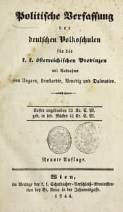 Tapa de Politische verfassung der deutschen volksschulen fu r die k. k. o sterreichischen provinzen mit ausnahme von Ungarn, Lombardie, Venedig und Dalmatien ...