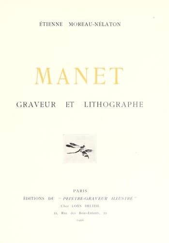 Tapa de Manet, graveur et lithographe