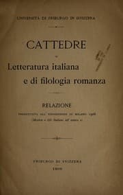 Tapa de Cattedre di letteratura italiana e di filologia romanza, Universita   di Friburgo in Svizzera
