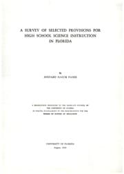 Tapa de A survey of selected provisions for high school science instruction in Florida
