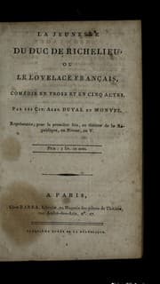 Tapa de La jeunesse du duc de Richelieu, ou, Le lovelace franc ʹais, come die en prose et en cinq actes