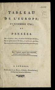 Tapa de Tableau de l'Europe en novembre 1795