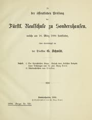 Tapa de Zu der o ffentlichen Pru fung der Fu rstlichen Realschule zu Sondershausen, welche am 16. Ma rz 1894 stattfindet, ladet ehrerbietigst ein der Direktor G. Schmidt
