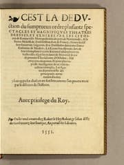 Tapa de Cest la deduction du sumptueux ordre, plaisantz spectacles et magnifiques theatres dresses, et exhibes par les citoiens de Rouen ville metropolitaine du pays de Normandie