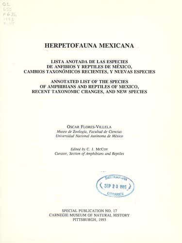 Tapa de Herpetofauna mexicana