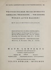 Tapa de Westdeutscher Museumsbesitz, Sammlung Wesendonk - Von Bissing, Werke alter Malerei