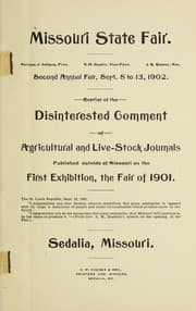 Tapa de Reprint of the disinterested comment of agricultural and live-stock journals published outside of Missouri on the first exhibition, the fair of 1901