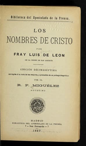 Tapa de Los nombres de Cristo