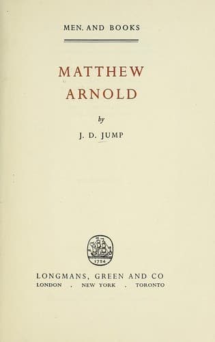 Tapa de Matthew Arnold