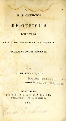 Tapa de M.T. Ciceronis De officiis libri tres