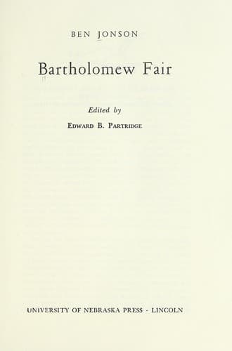 Tapa de Bartholomew Fair.