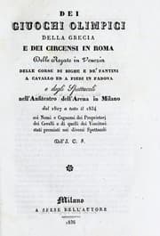 Tapa de Dei giuochi olimpici della Grecia e dei circensi in Roma