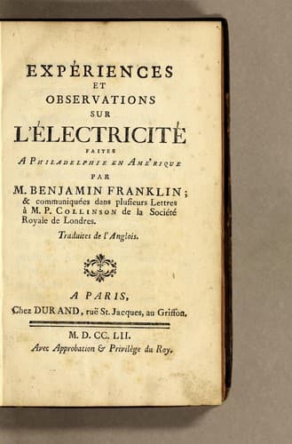 Tapa de Experiments and observations on electricity