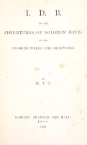 Tapa de I.D.B, or, The adventures of Solomon Davis on the diamond fields and elsewhere
