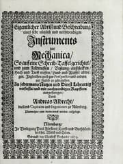 Tapa de Eigentlicher Abriss und Beschreibung eines sehr nützlich und nothwendigen Instruments zur Mechanica