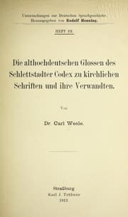 Tapa de Die althochdeutschen Glossen des Schlettstadter Codex zu kirchlichen Schriften und ihre Verwandten