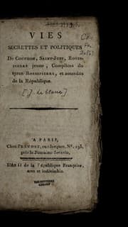 Tapa de Vies secrettes et politiques de Couthon, Saint-Just, Robespierre jeune, complices du tyran Robespierre, et assassins de la Re publique