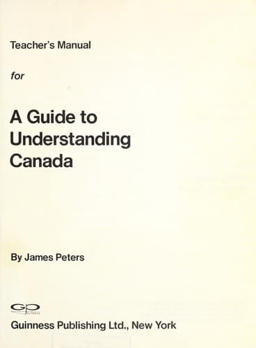 Tapa de A guide to understanding Canada