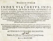 Tapa de Deliciae Italiae et index viatorius