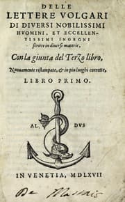 Tapa de Delle lettere volgari di diversi nobilissimi hvomini, et eccellentissimi ingegni, scritte in diuerse materie