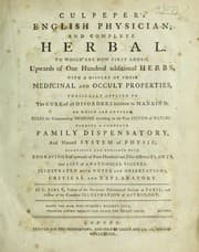 Tapa de Culpeper's English physician ; and complete herbal ... Illustrated with notes and observations, critical and explanatory