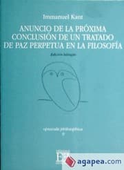 Tapa de Anuncio de la proxima conclusion de un tratado de paz perpetua en la filosofia