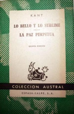 Tapa de Lo bello y lo sublime.