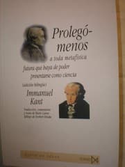 Tapa de Prolegomenos a toda metafisica futura que haya de poder presentarse como ciencia
