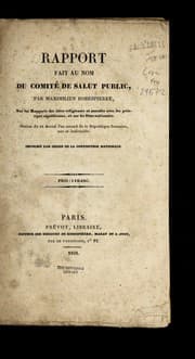 Tapa de Rapport fait au nom du Comite  de salut public, par Maximilien Robespierre, sur les rapports des ide es religieuses et morales avec les principes re publicains, et sur les fe tes nationales